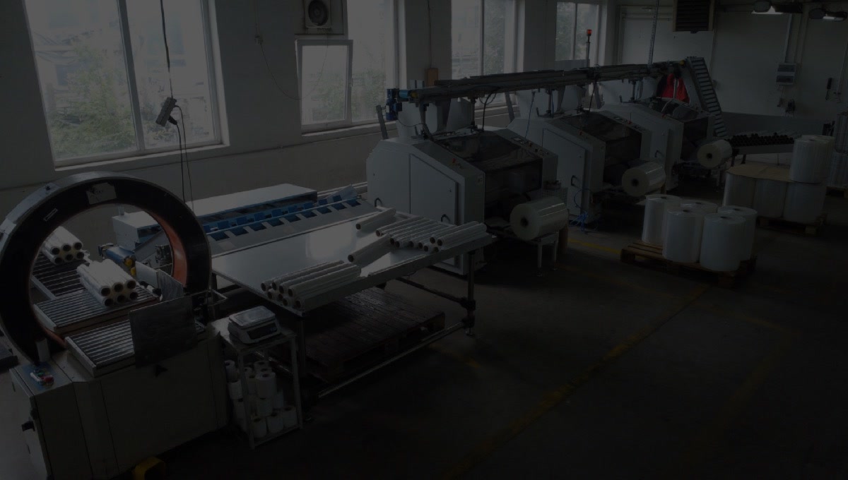 Industrial film roll converting and packing operation